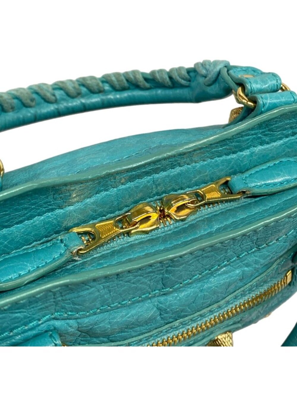 Balenciaga Handbag the Giant Mini City Blue Green Leather - Picture 12 of 15
